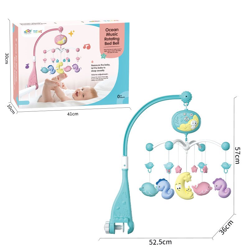 Ocean music rotating bed bell  with light , It uses 3pcs AA batteries but not included.