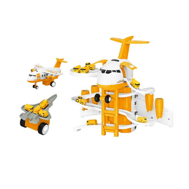 Friction aircraft track with light and music,  included 4pcs cars  3pcs button batteries included.