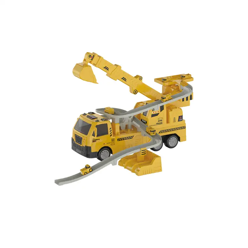 Friction engineering grane with light and music,  included 4pcs cars  3pcs AAbatteries not included.