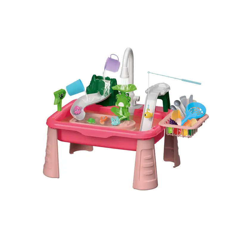 Electric water discharge                           Water play table sink                              Comes with 10 pcs  fishes                           Electric faucet   Requires 2 AA batteries but not included      Yellow (复制)