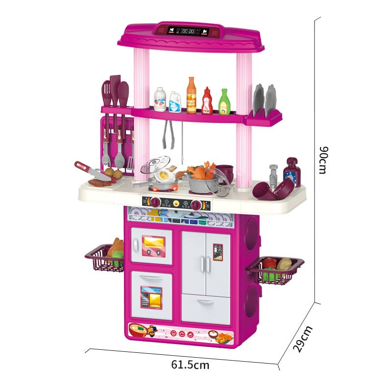 Kids kitchen set with light, sound and spraying  (70pcs)      Inject water and press to release water Inject water and spraying Cooking stove with sound and light  Self-service barbecue simulation.