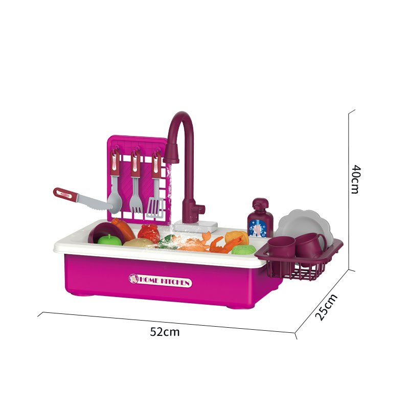 Children dishwasher with sound (29pcs) Electrically-driven continuous water discharge， Electrically-driven faucet water pumping， Simulated water flow sound effect， Dishwasher simulation